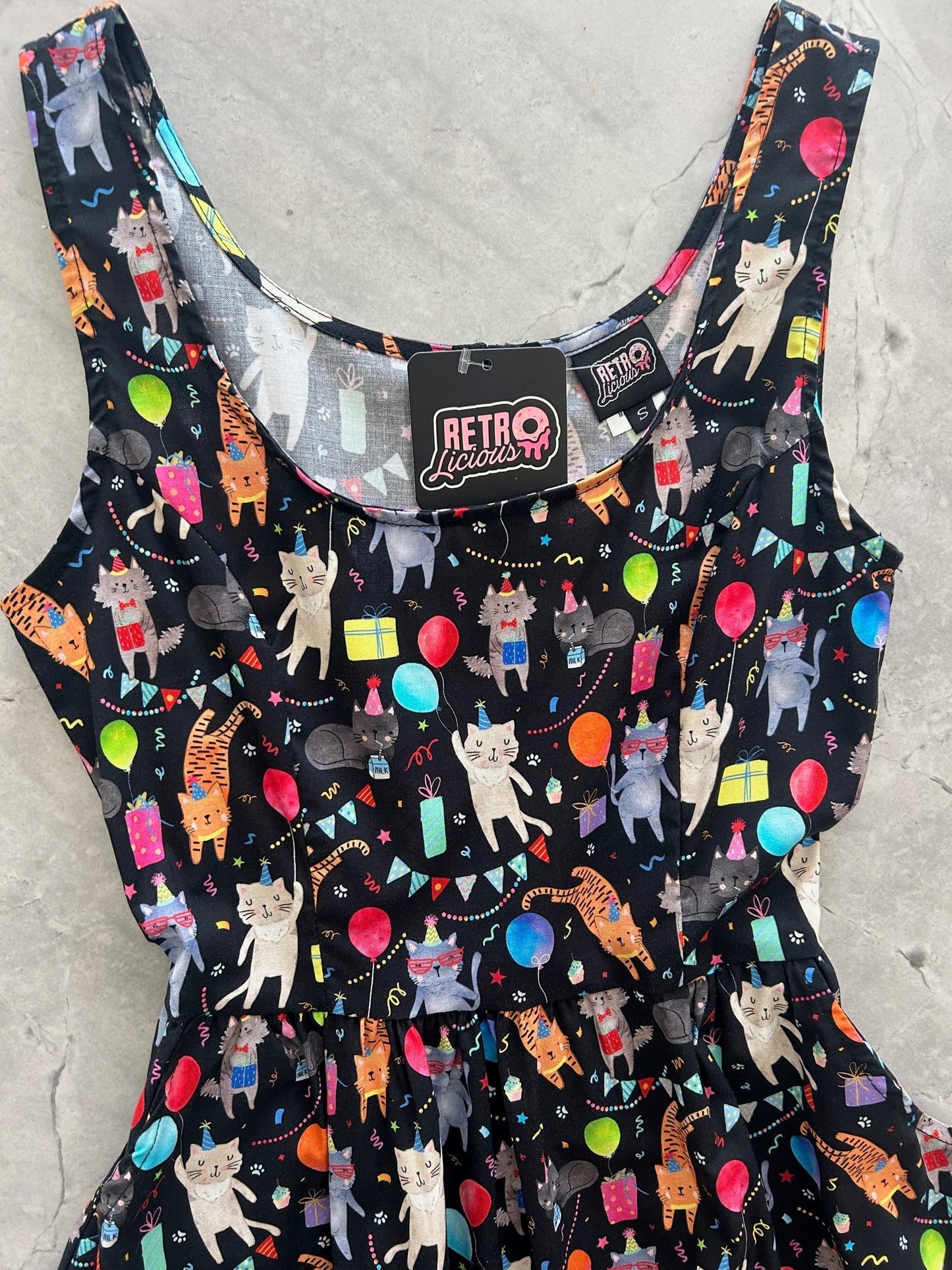 Party Cats Fit & Flare Dress Retrolicious