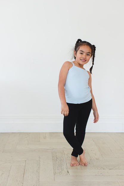 Baby Blue (ribbed) - Bamboo Tank Blush Lotus