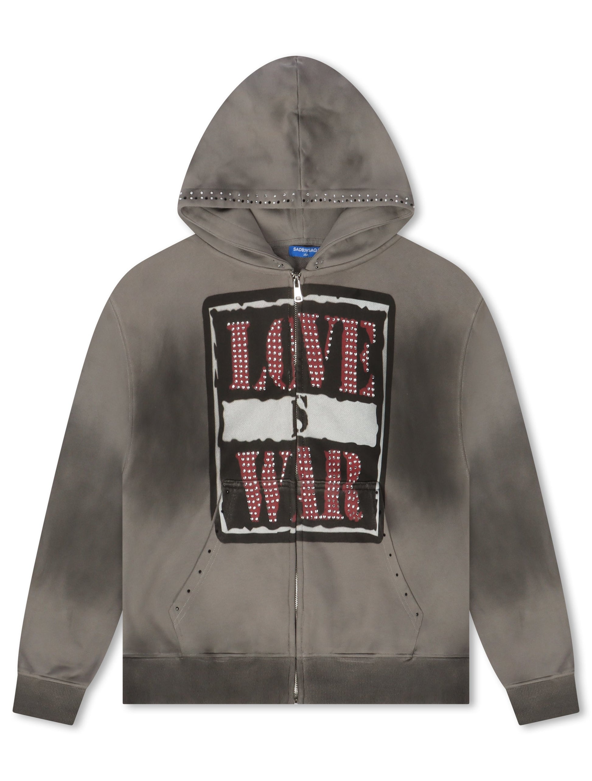 Sadboysaga Love is War Hoodie - Washed Black Denim Exchange