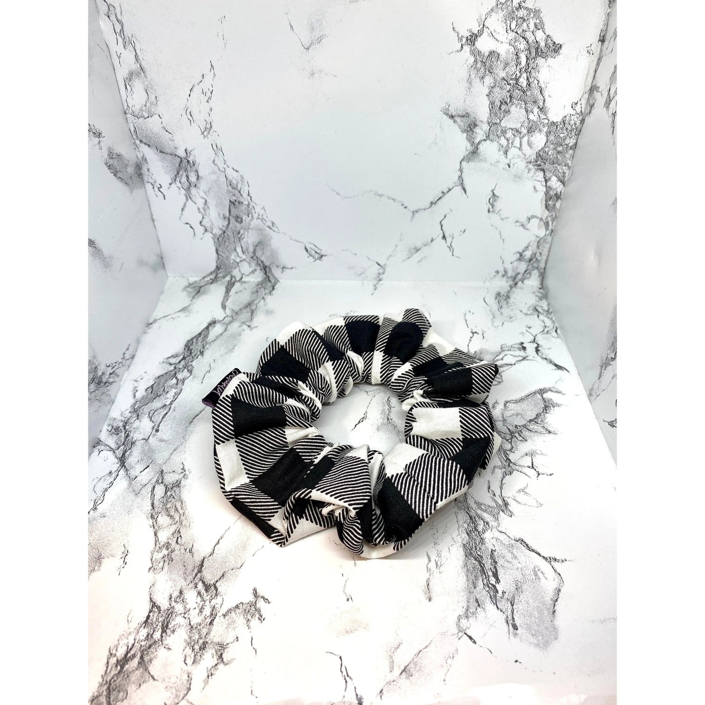 Mini Black and White Buffalo Christmas Scrunchie Enchanted Scrunch