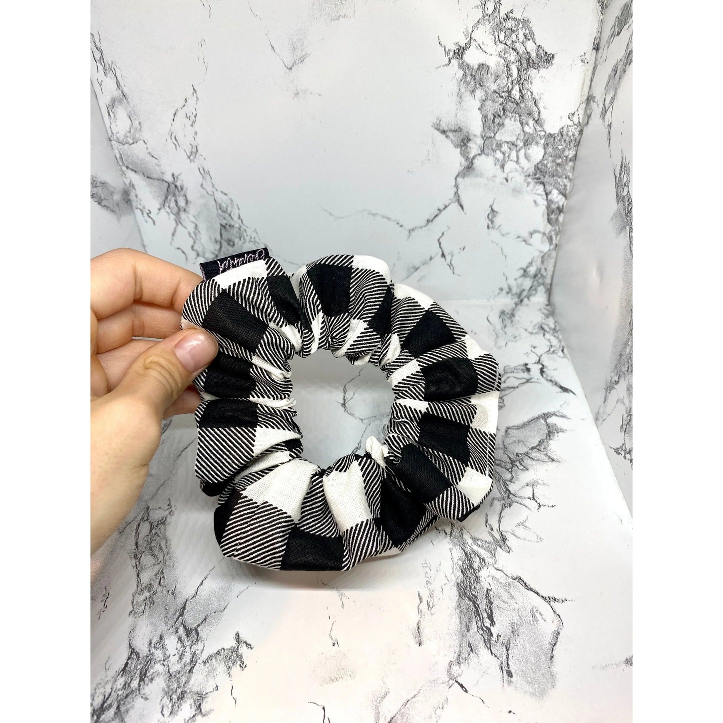 Mini Black and White Buffalo Christmas Scrunchie Enchanted Scrunch