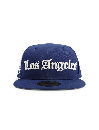 New Era 5950 Dodgers Champions Script Hat - Royal Blue Denim Exchange