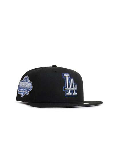 New Era 5950 Dodgers 40th Anniversary Hat - Black/Metallic Blue Denim Exchange