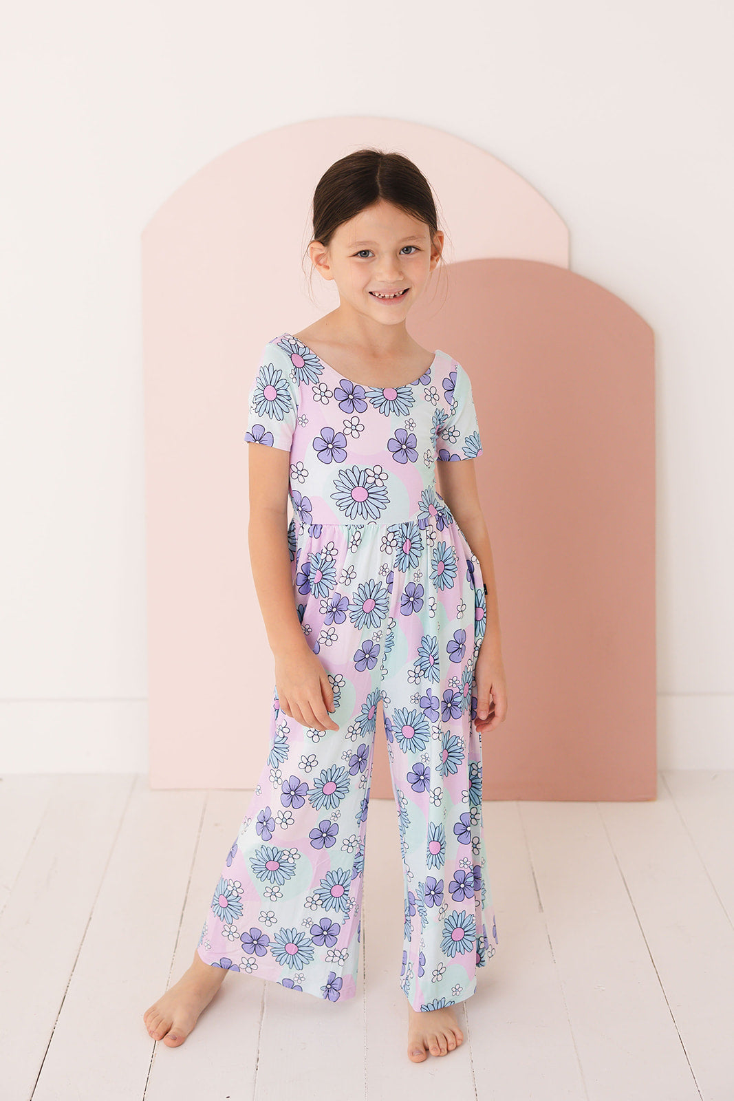 Blake - Wide Leg Romper Blush Lotus