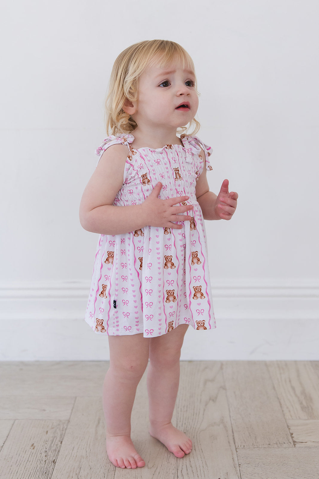 Cherie - Smocked Diaper Dress Set Blush Lotus