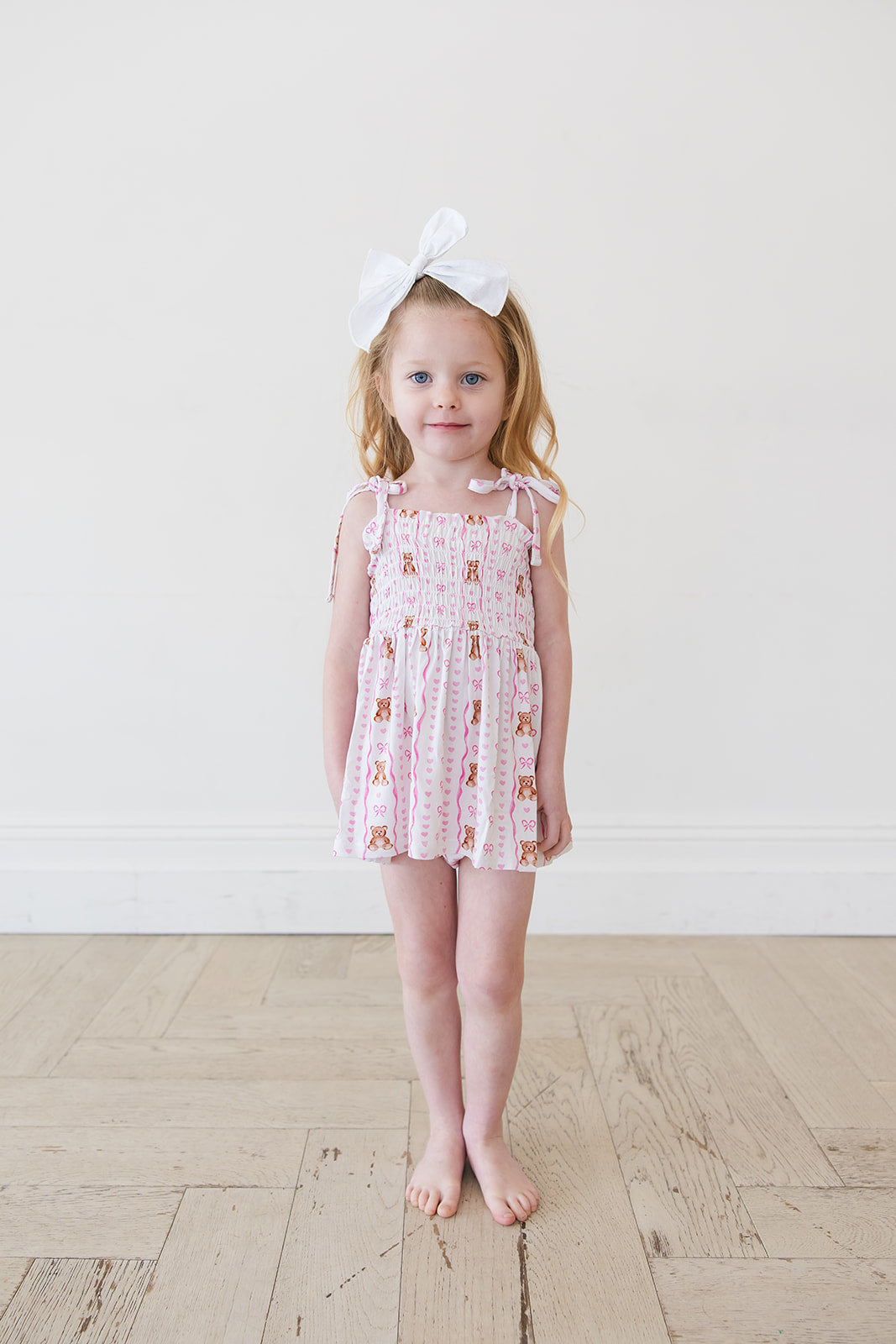Cherie - Smocked Diaper Dress Set Blush Lotus
