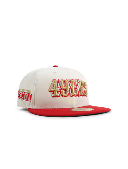 New Era 5950 San Francisco 49ers XXIII Super Bowl Patch Hat - Chrome/Red Denim Exchange