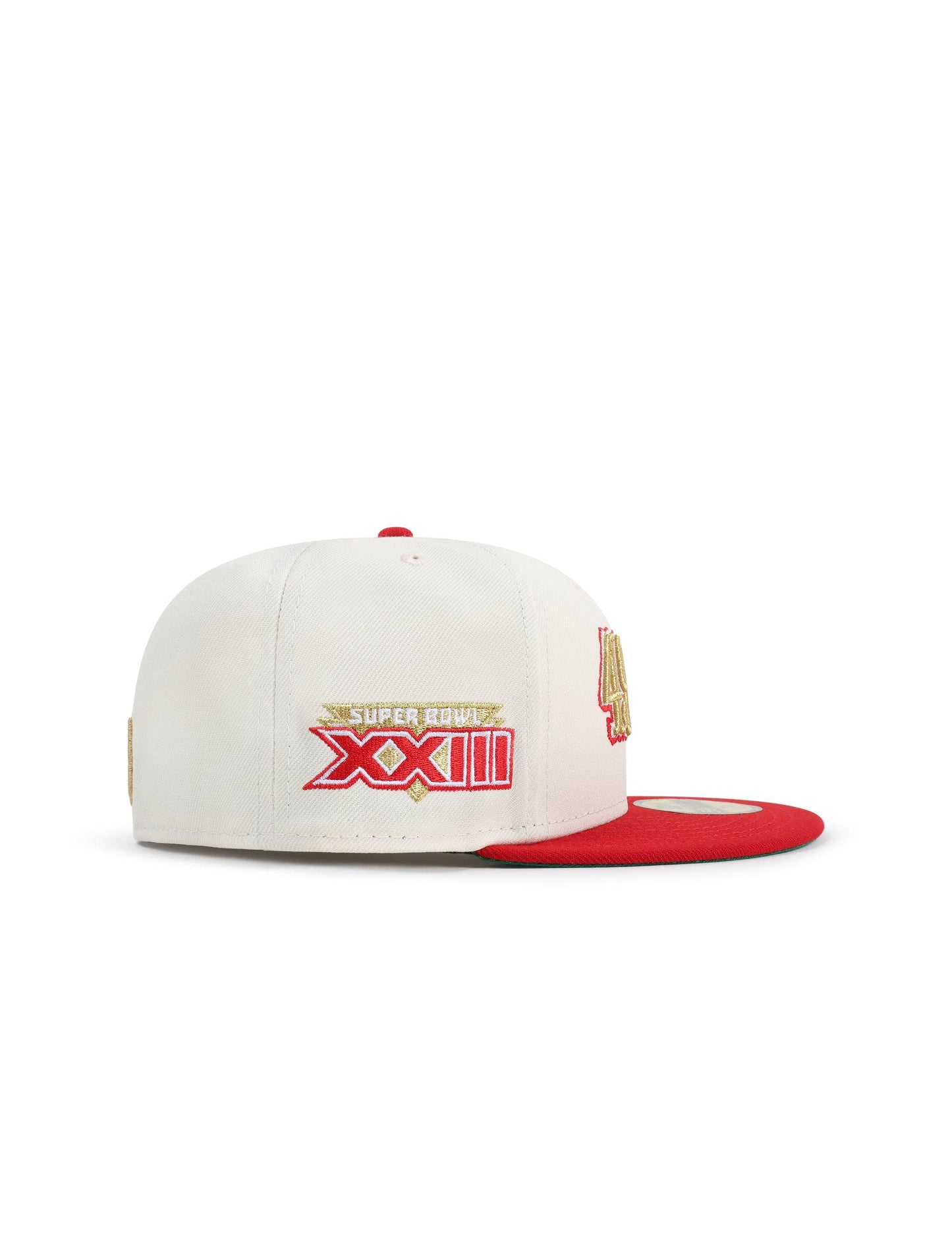 New Era 5950 San Francisco 49ers XXIII Super Bowl Patch Hat - Chrome/Red Denim Exchange