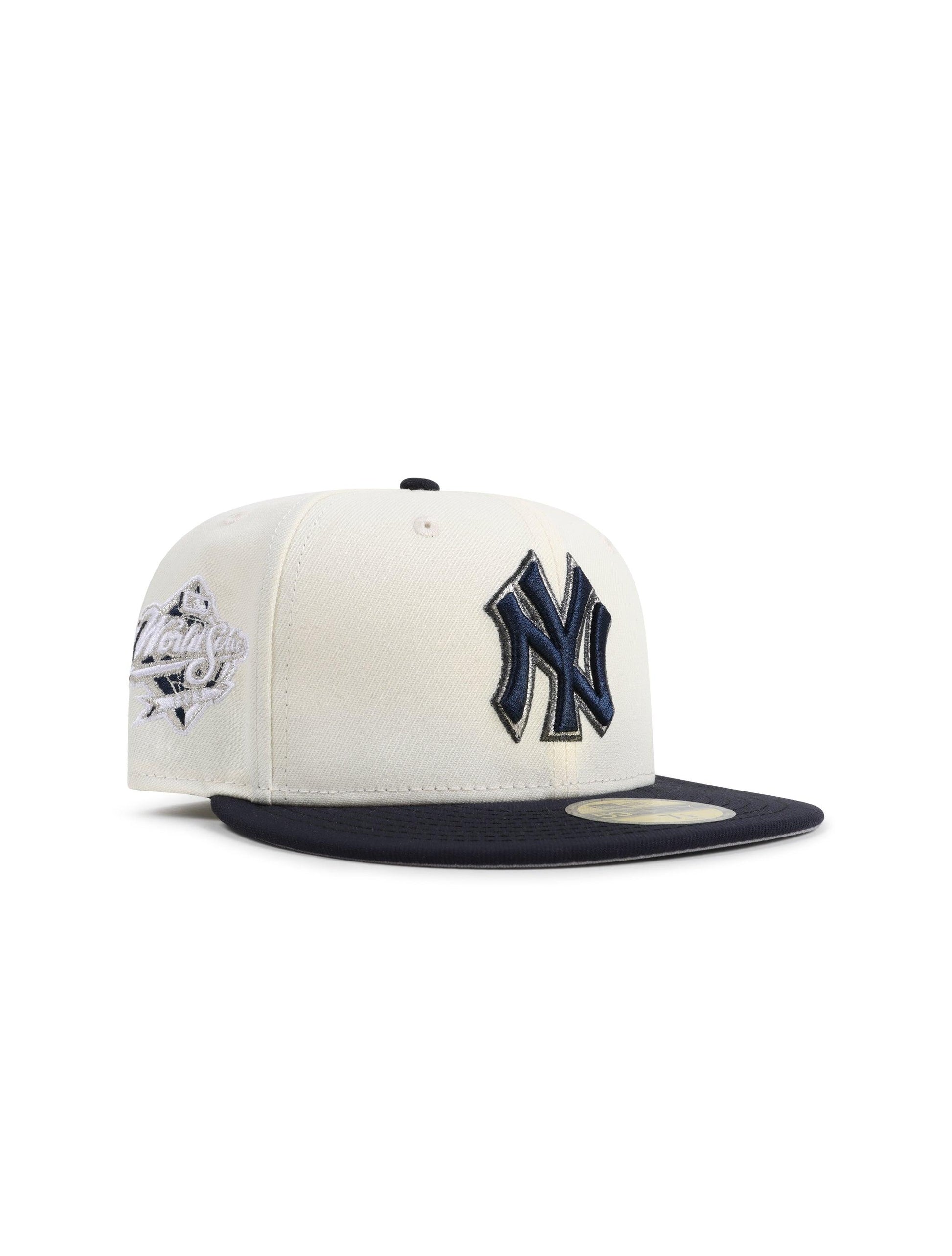 New Era 5950 New York Yankees World Series Patch Hat - Chrome/Navy Denim Exchange