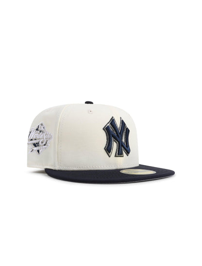 New Era 5950 New York Yankees World Series Patch Hat - Chrome/Navy Denim Exchange