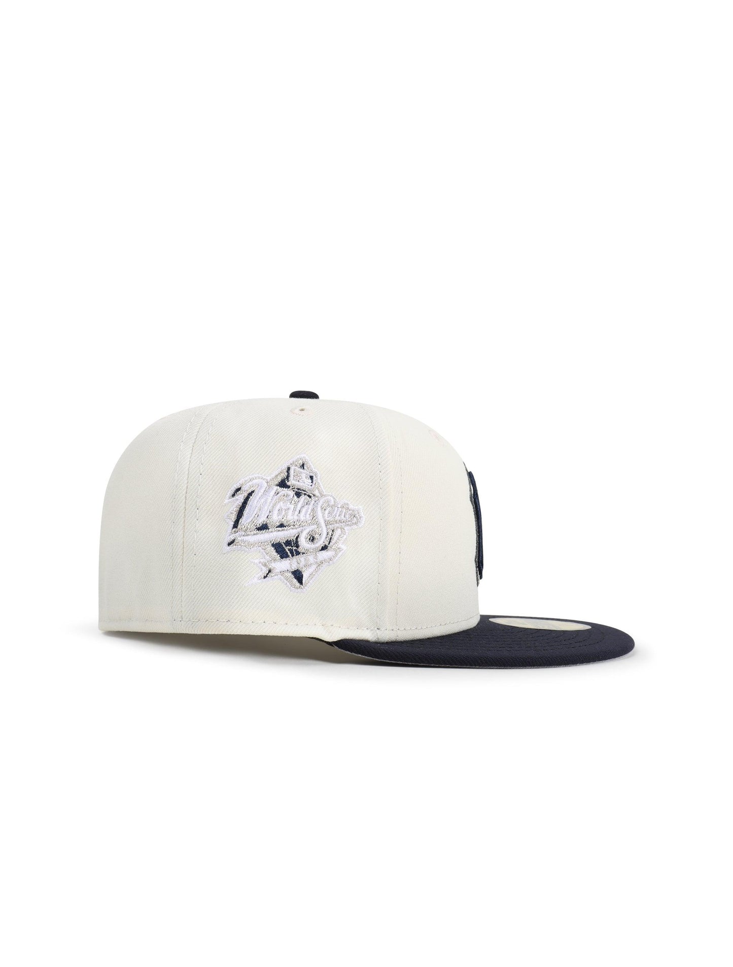 New Era 5950 New York Yankees World Series Patch Hat - Chrome/Navy Denim Exchange