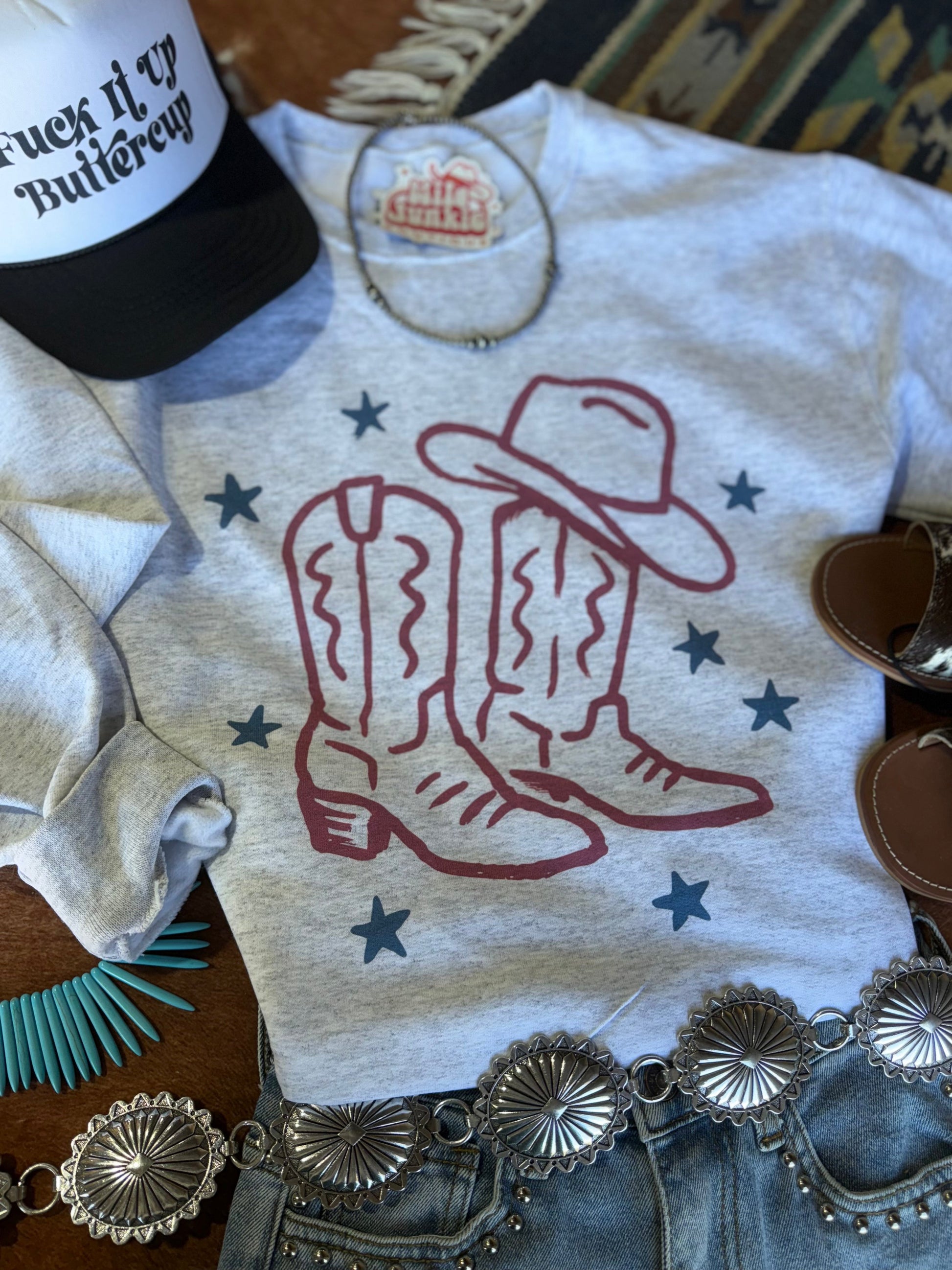 Star Spangled Boots Graphic Sweatshirt Wild Junkie