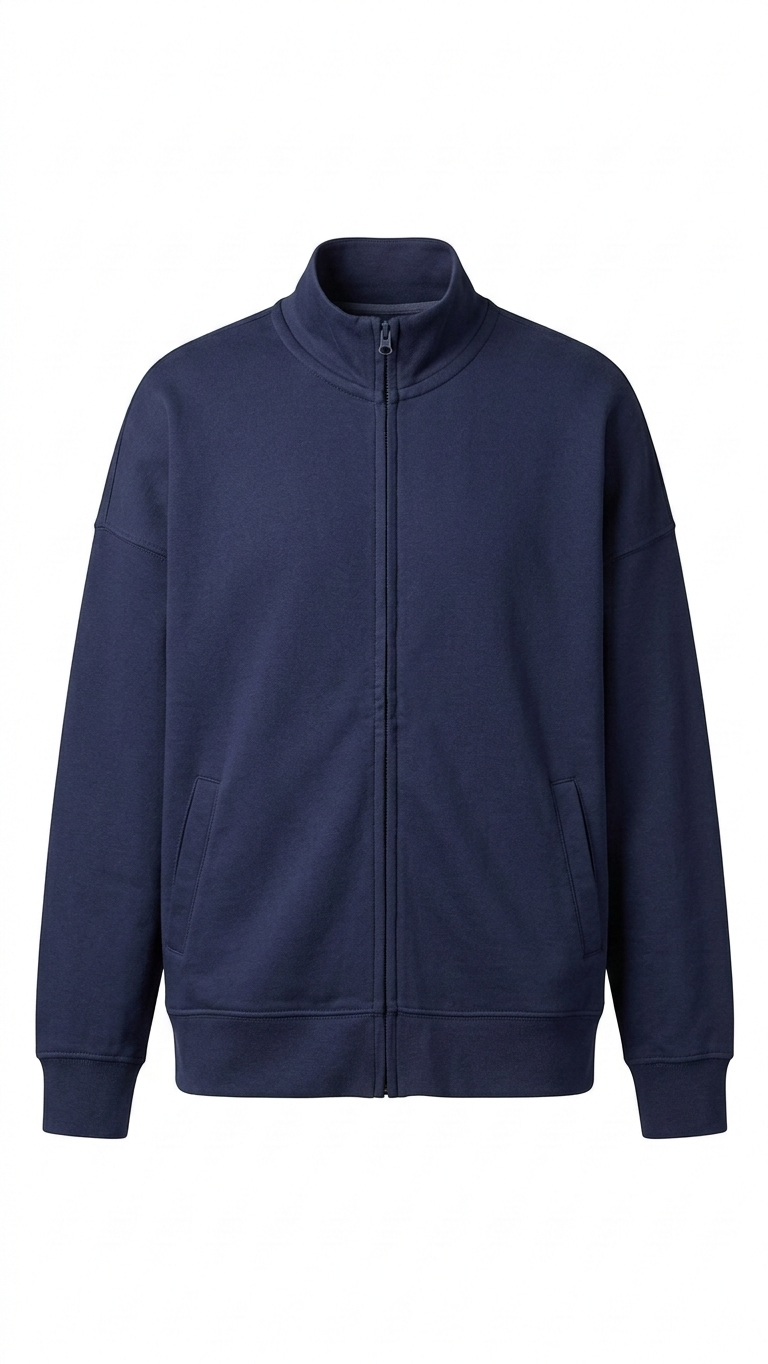 Men’s Navy Zip-Up Sweatshirt - Desert Core Piece - Fleece Jacket - Clearance!-L Tinyloverclothing