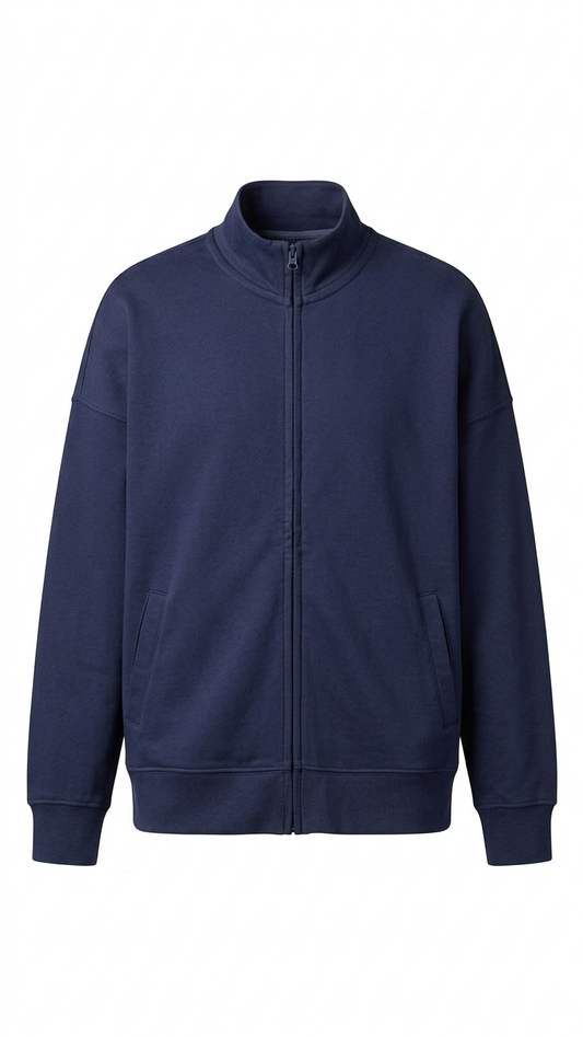 Men’s Navy Zip-Up Sweatshirt - Desert Core Piece - Fleece Jacket - Clearance!-L Tinyloverclothing