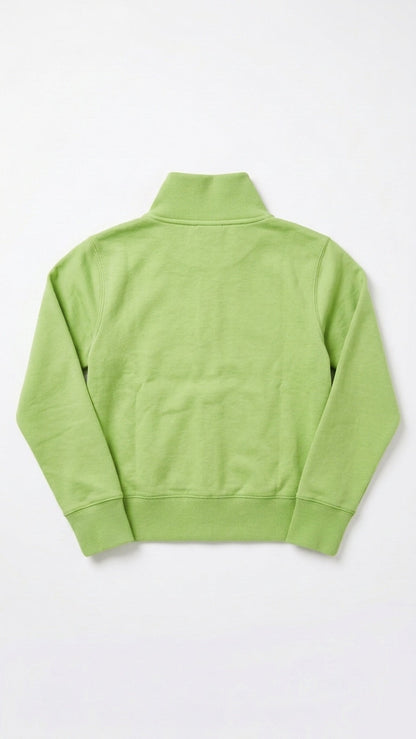 Women’s Small Green Full Zip Sweatshirt Mock Neck Pockets Cotton CLEARANCE Tinyloverclothing