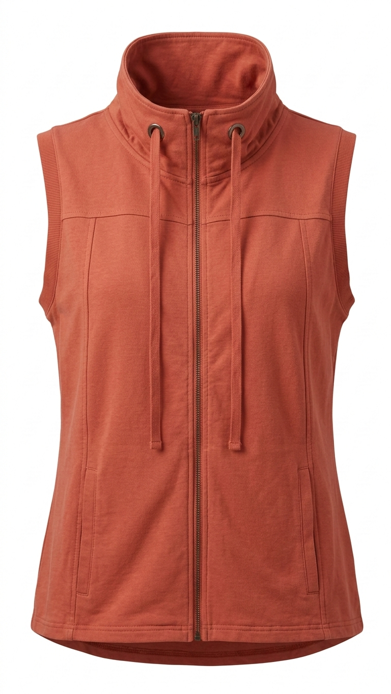 Women's Burnt Orange Full Zip Vest Sleeveless Sweatshirt Jacket New Clearance Tinyloverclothing