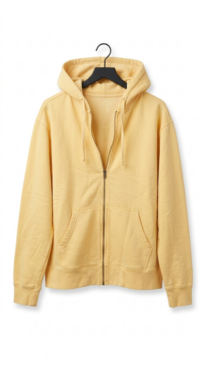 XXL Pastel Yellow Zip Up Hoodie Sweatshirt | 80% Cotton Blend | Clearance Tinyloverclothing