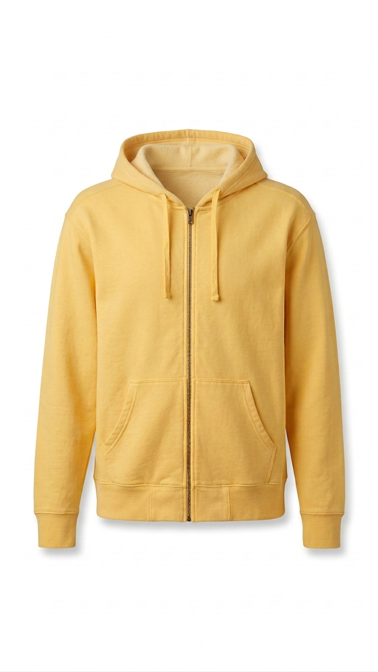 XXL Pastel Yellow Zip Up Hoodie Sweatshirt | 80% Cotton Blend | Clearance Tinyloverclothing