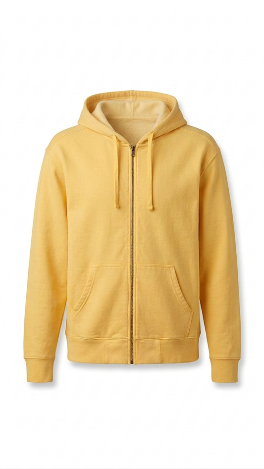 XXL Pastel Yellow Zip Up Hoodie Sweatshirt | 80% Cotton Blend | Clearance Tinyloverclothing