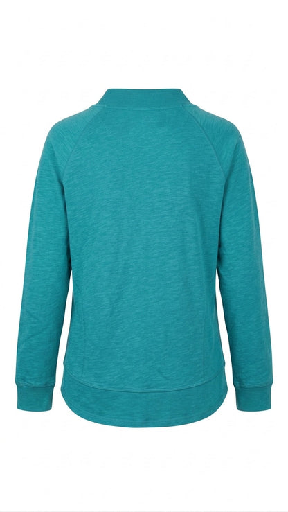 100% Cotton Slub French Terry Long Sleeve Curved Hem Mock Neck Top Med Clearance Tinyloverclothing