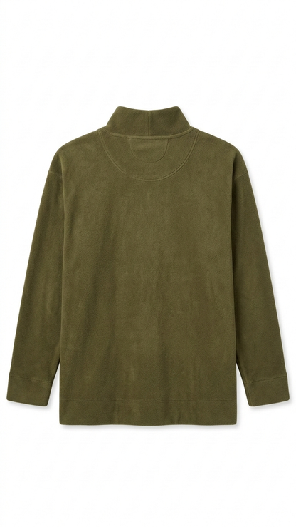 CLEARANCE! Olive Green Fleece Mock Neck Pullover - Unique Contrast Pockets Tinyloverclothing