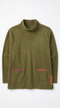 CLEARANCE! Olive Green Fleece Mock Neck Pullover - Unique Contrast Pockets Tinyloverclothing