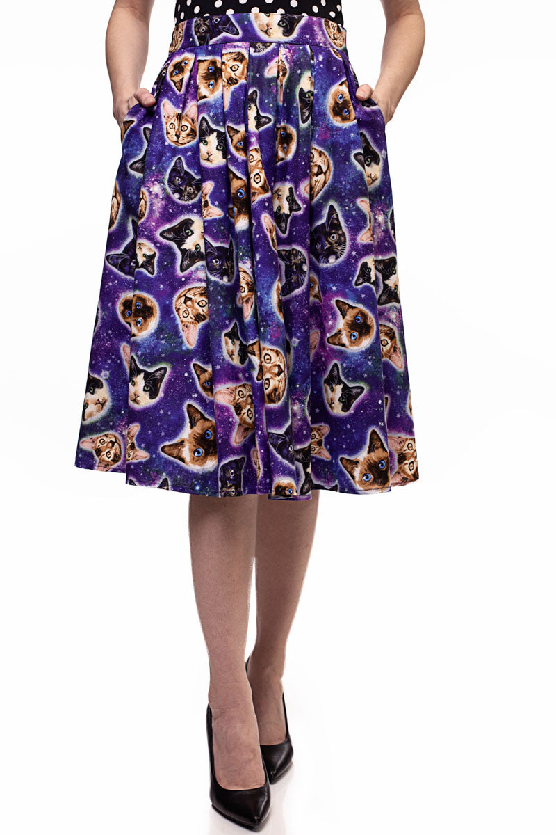 Doris Skirt in Space Cats Retrolicious
