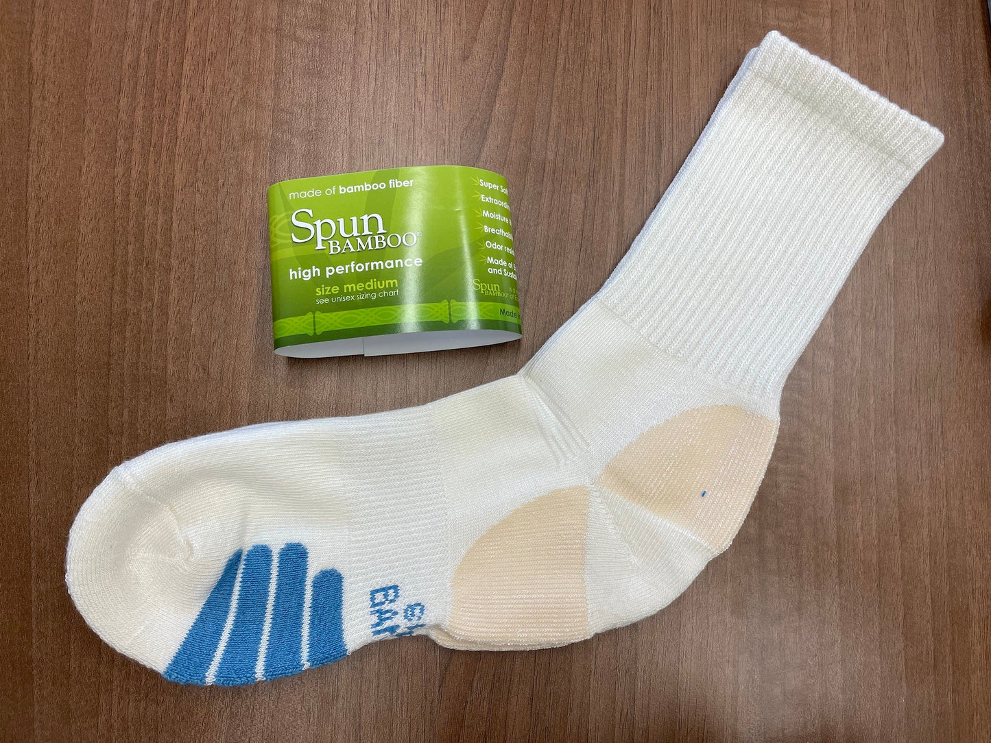 High Performance Crew Bamboo Viscose Socks Unisex White Color - 12-pack