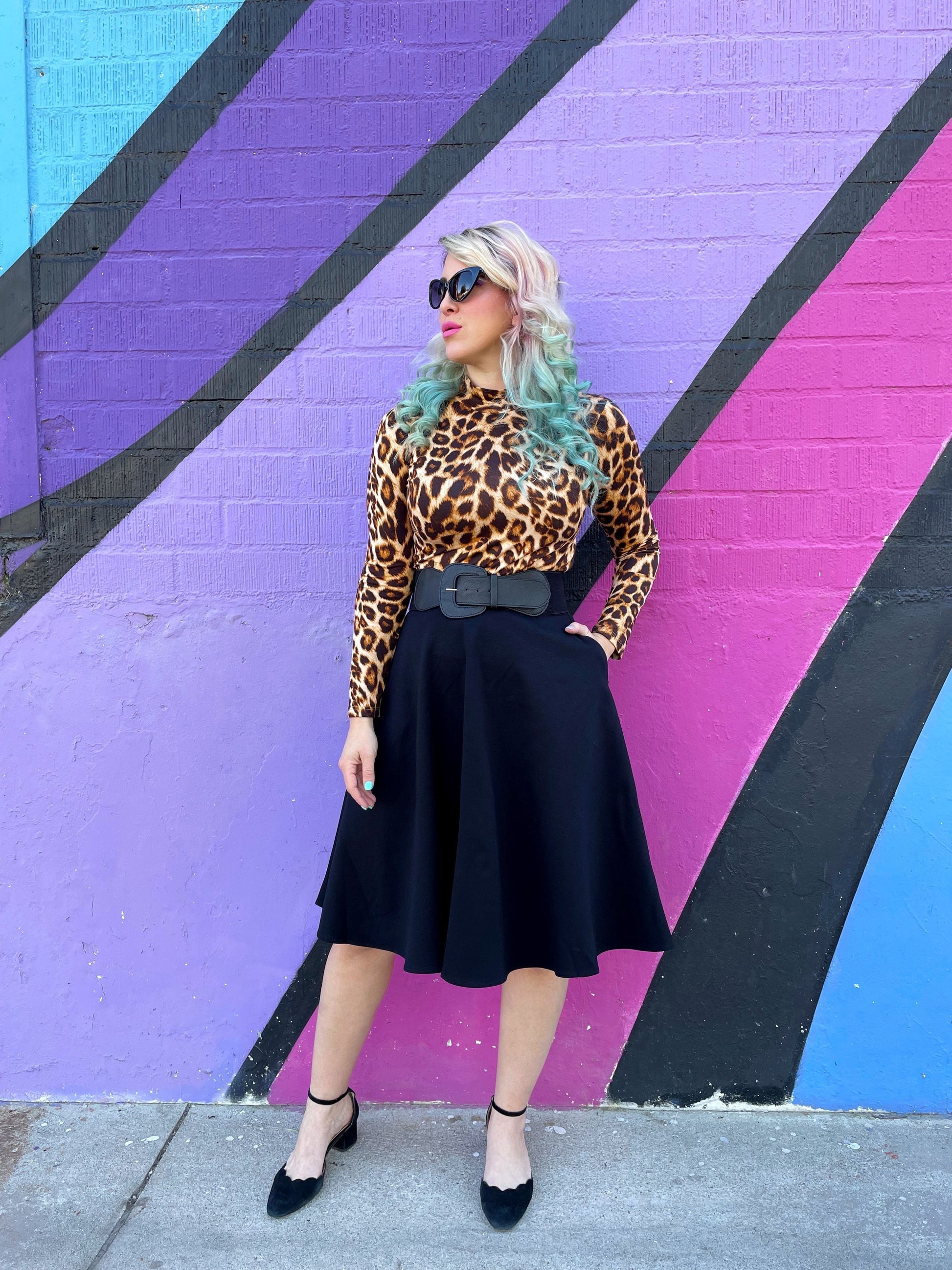 Leopard Mock Neck Top Retrolicious
