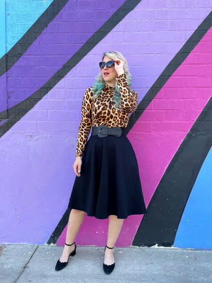 Leopard Mock Neck Top Retrolicious