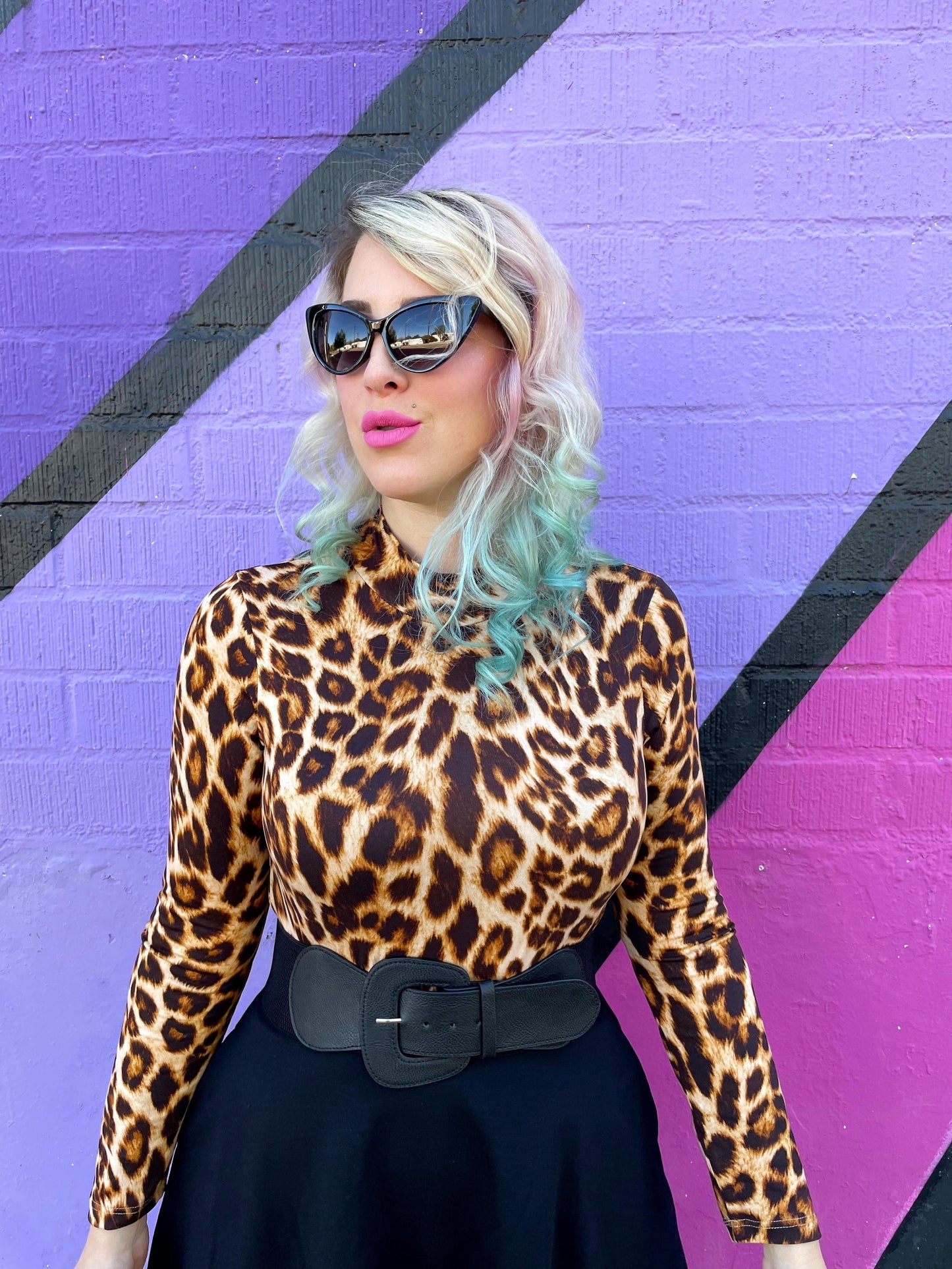 Leopard Mock Neck Top Retrolicious