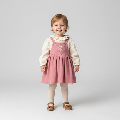 Dusty Rose Pinafore Dress & Blouse Honey and Hive