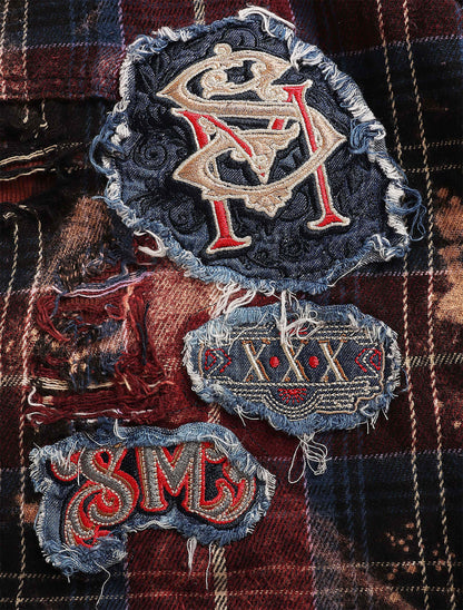 Smugglers Moon Button Up Woven Top - Bleached Plaid Denim Exchange