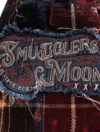 Smugglers Moon Button Up Woven Top - Bleached Plaid Denim Exchange