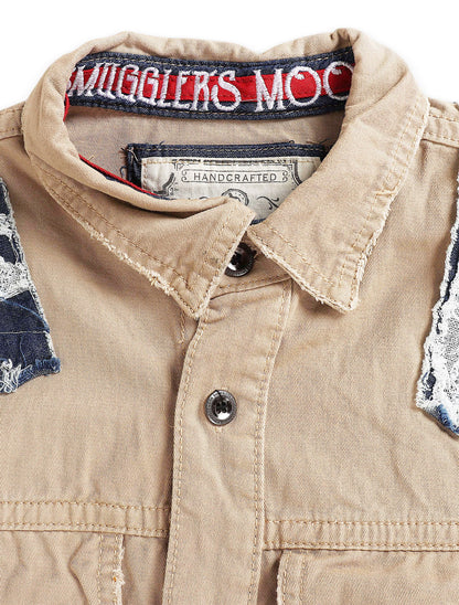 Smugglers Moon Button Up Woven Top - Khaki Plaid Denim Exchange