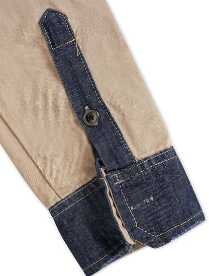Smugglers Moon Button Up Woven Top - Khaki Plaid Denim Exchange