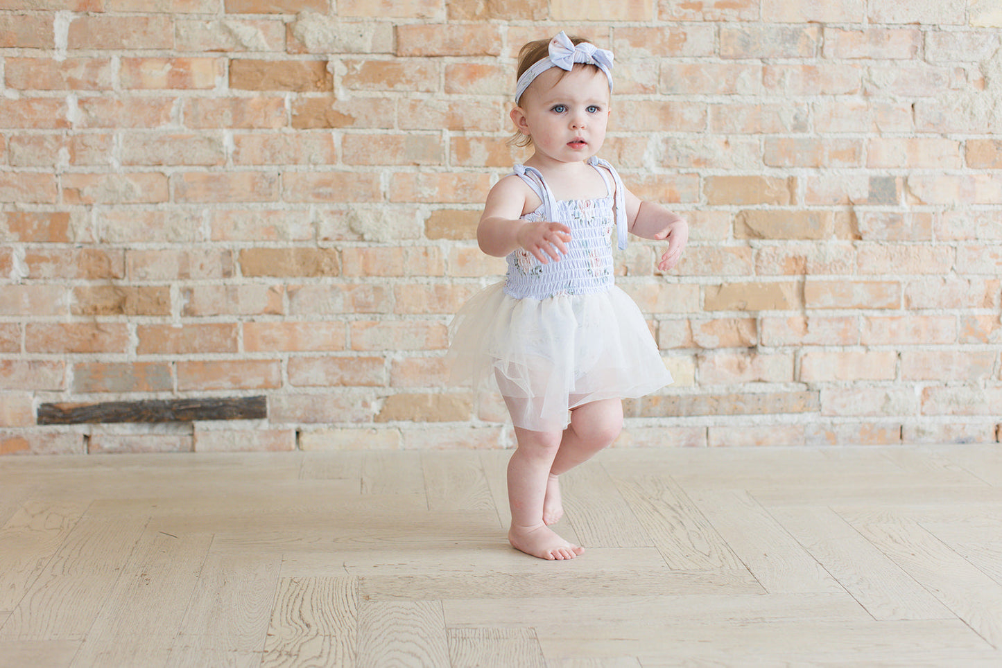 Cosette - Smocked Tulle Bodysuit Dress Blush Lotus