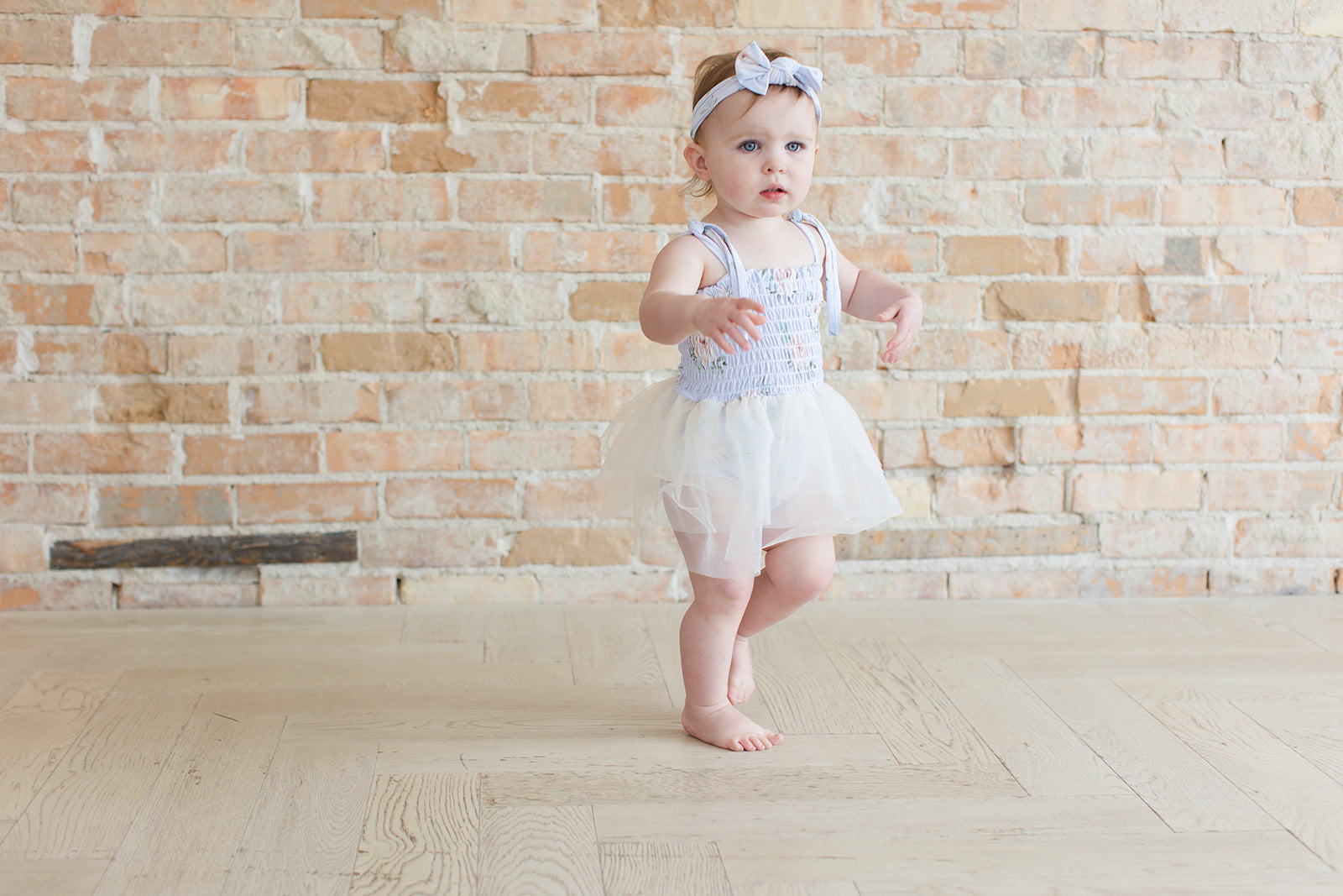 Cosette - Smocked Tulle Bodysuit Dress Blush Lotus