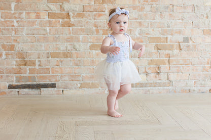 Cosette - Smocked Tulle Bodysuit Dress Blush Lotus