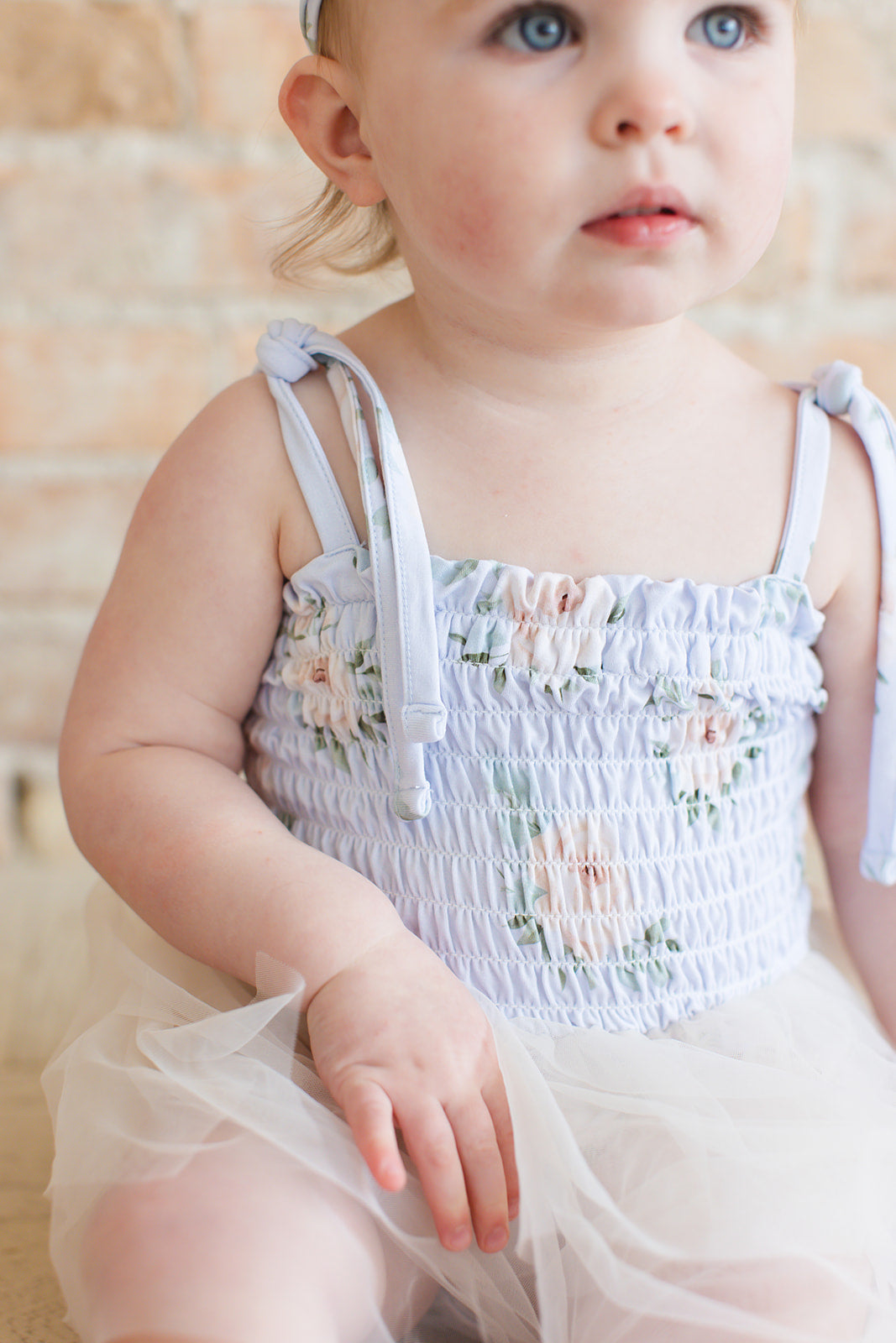 Cosette - Smocked Tulle Bodysuit Dress Blush Lotus