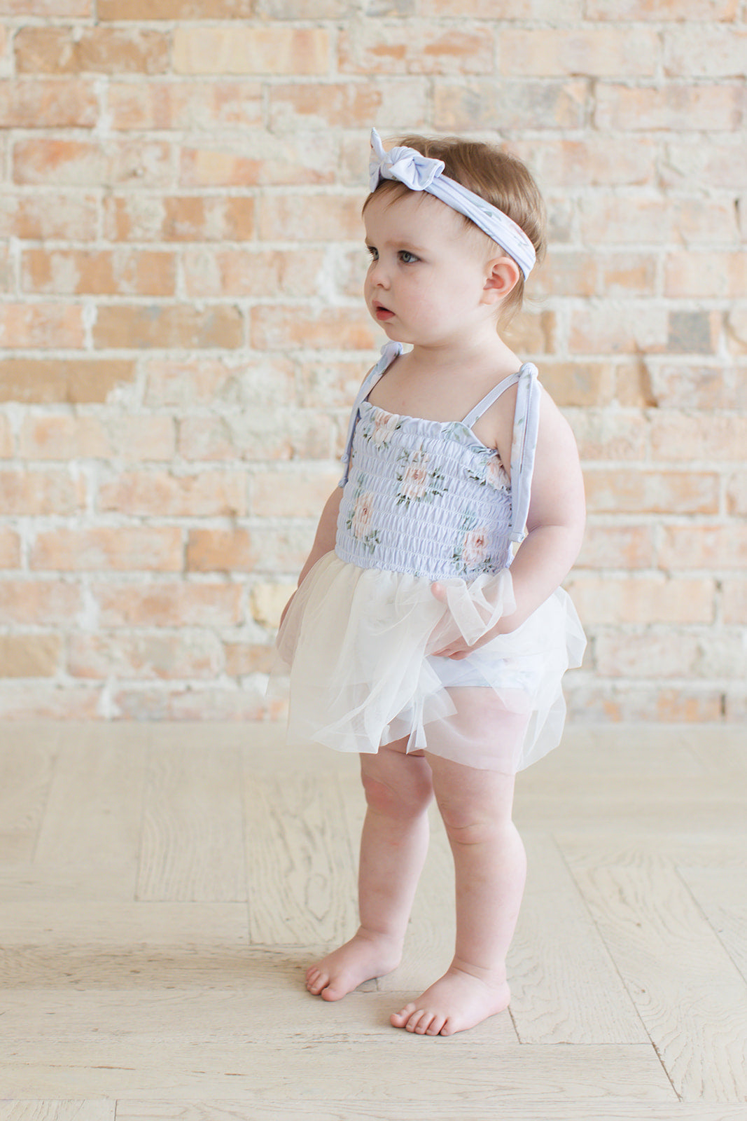 Cosette - Smocked Tulle Bodysuit Dress Blush Lotus
