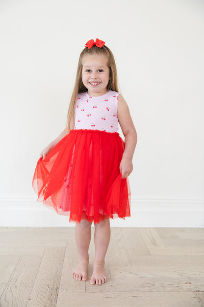 Cherry (ribbed) - Tulle Twirl Dress Blush Lotus