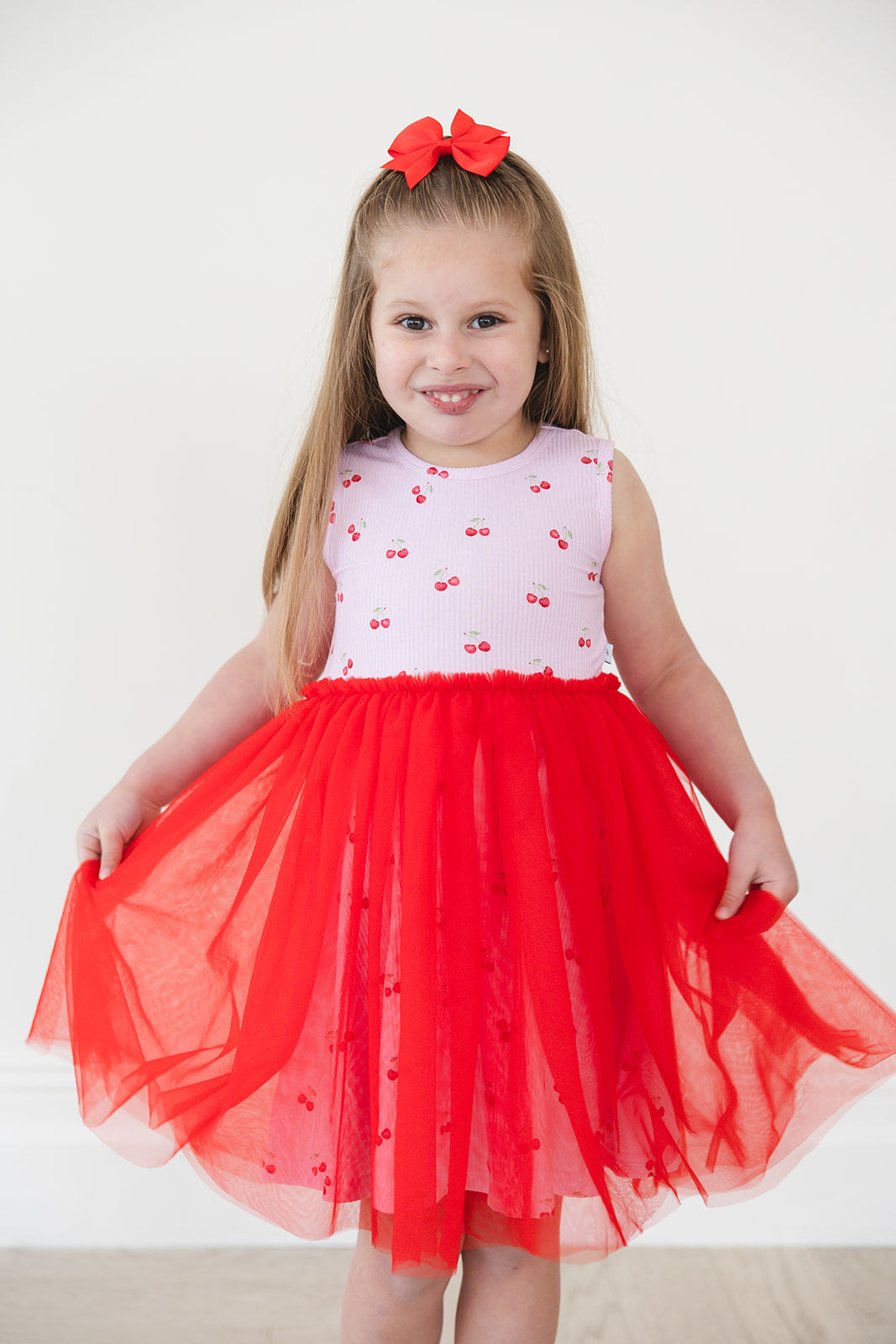 Cherry (ribbed) - Tulle Twirl Dress Blush Lotus