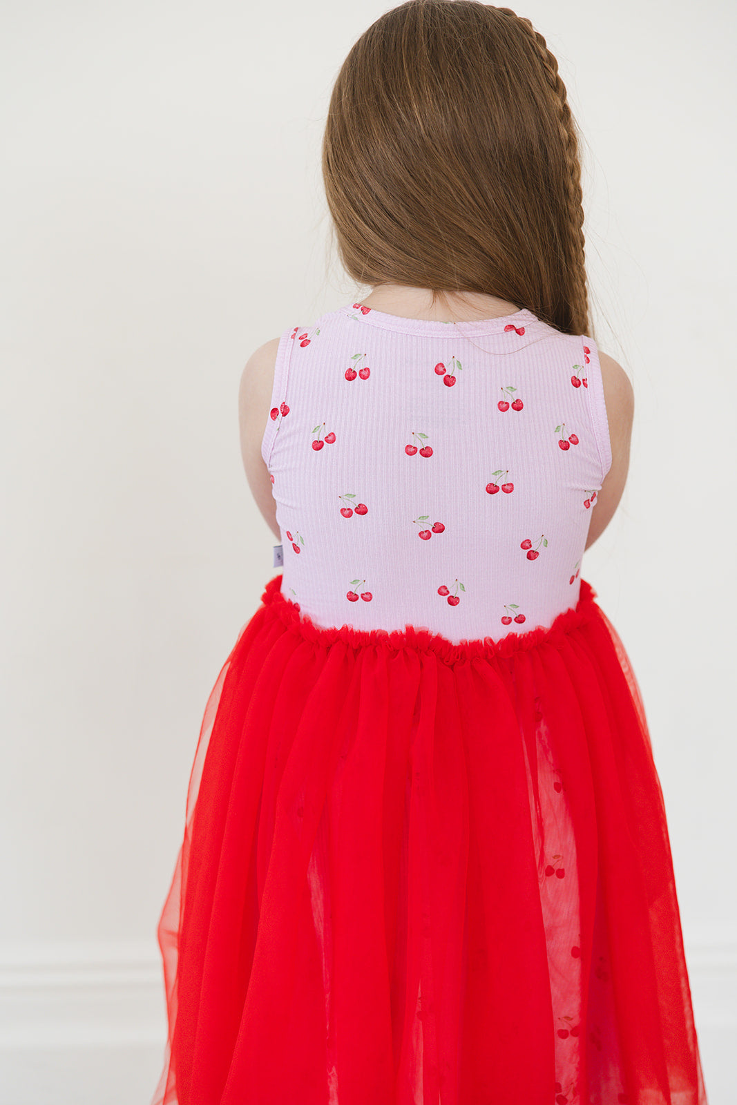 Cherry (ribbed) - Tulle Twirl Dress Blush Lotus