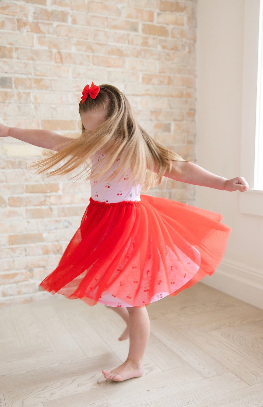 Cherry (ribbed) - Tulle Twirl Dress Blush Lotus