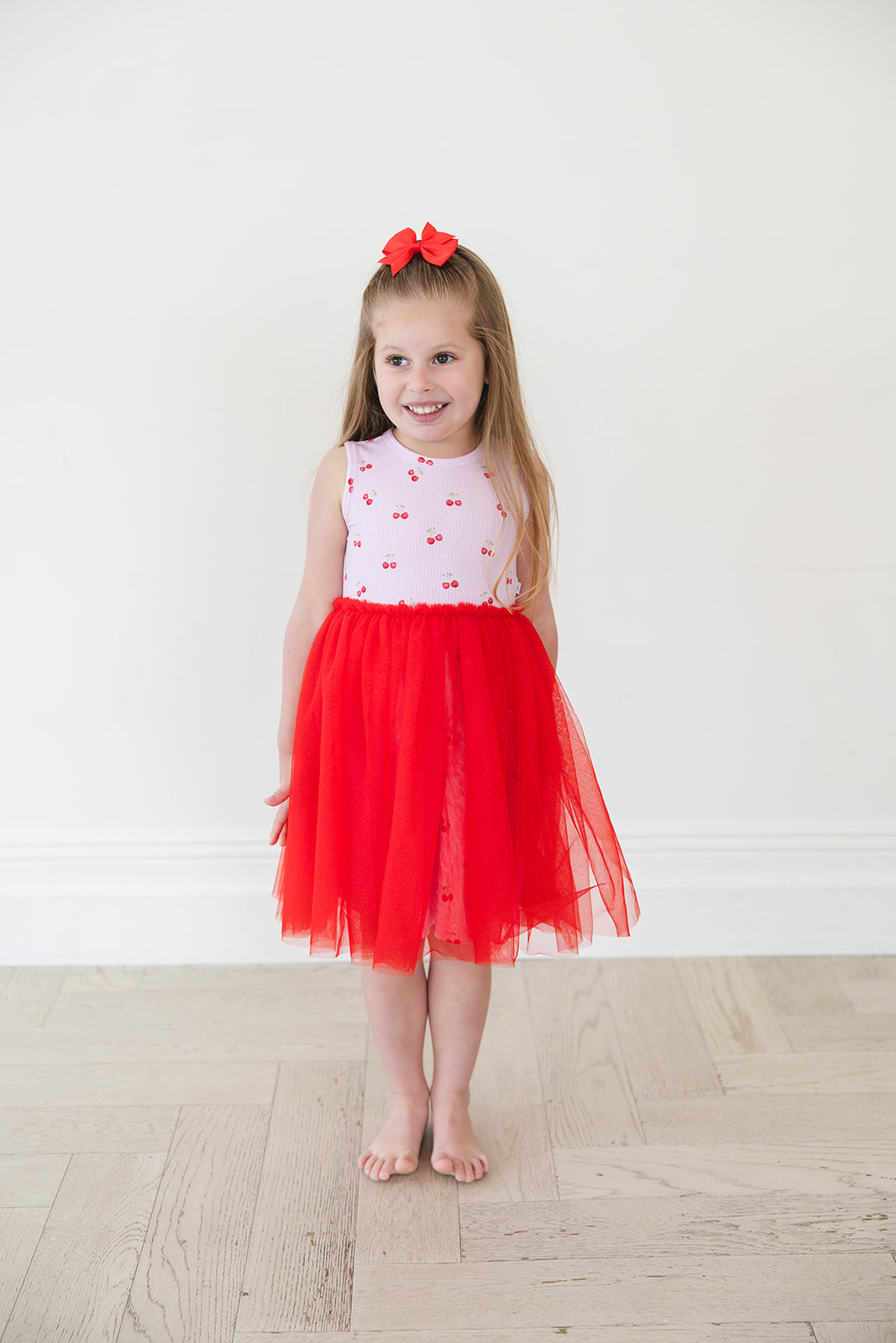 Cherry (ribbed) - Tulle Twirl Dress Blush Lotus