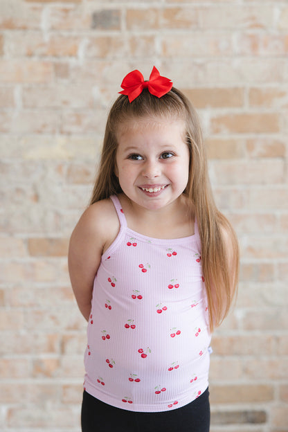 Cherry (ribbed) - Bamboo Tank Blush Lotus