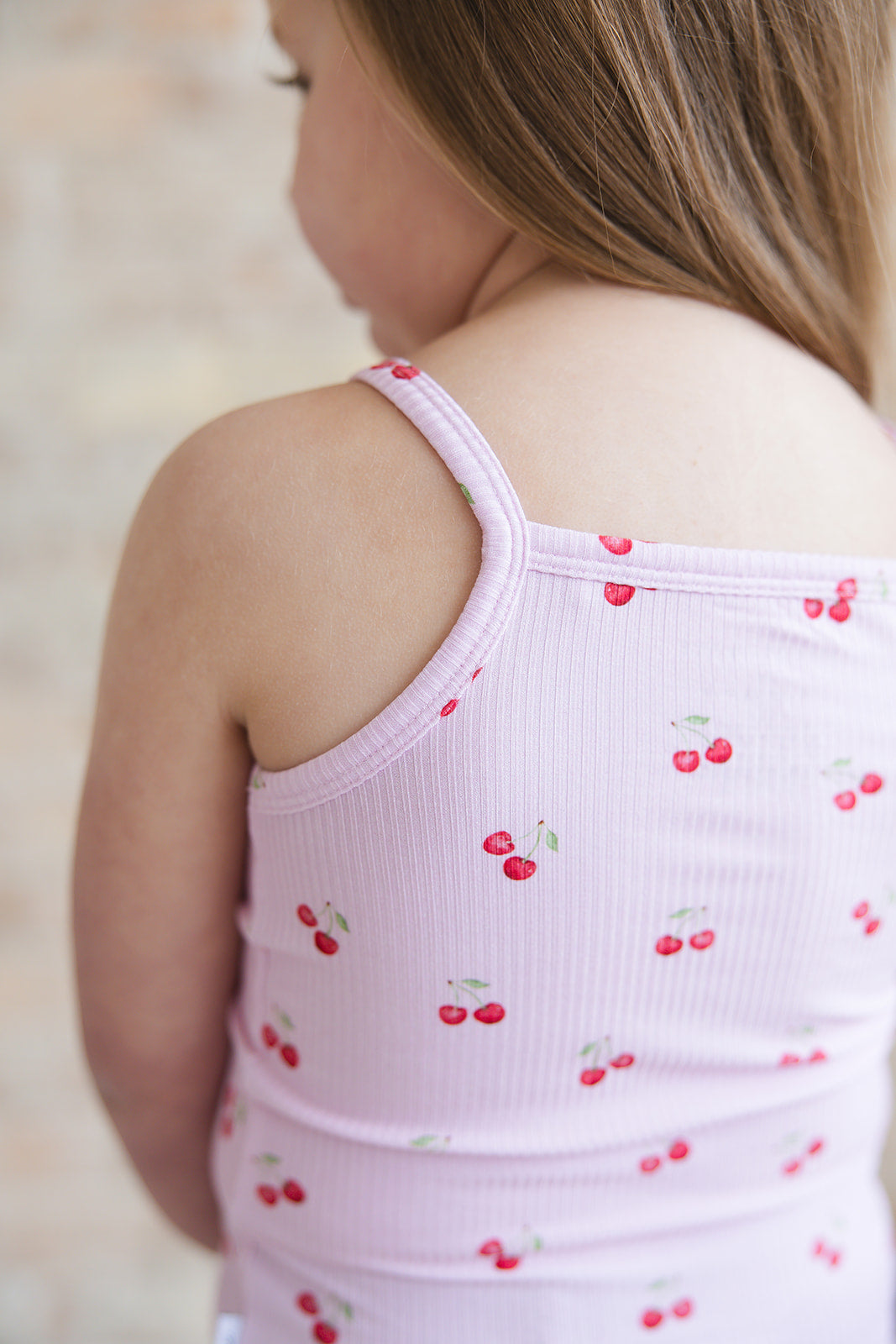 Cherry (ribbed) - Bamboo Tank Blush Lotus