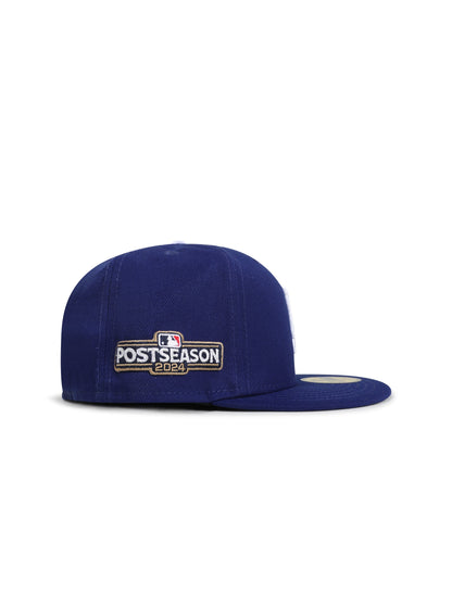 New Era 5950 Dodgers Post Season 2024 Fitted Hat - Royal Blue Denim Exchange