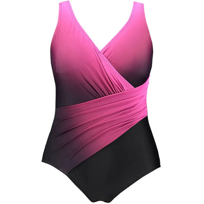 Plus Size Women's High Waist Gradient Swimsuit Dress